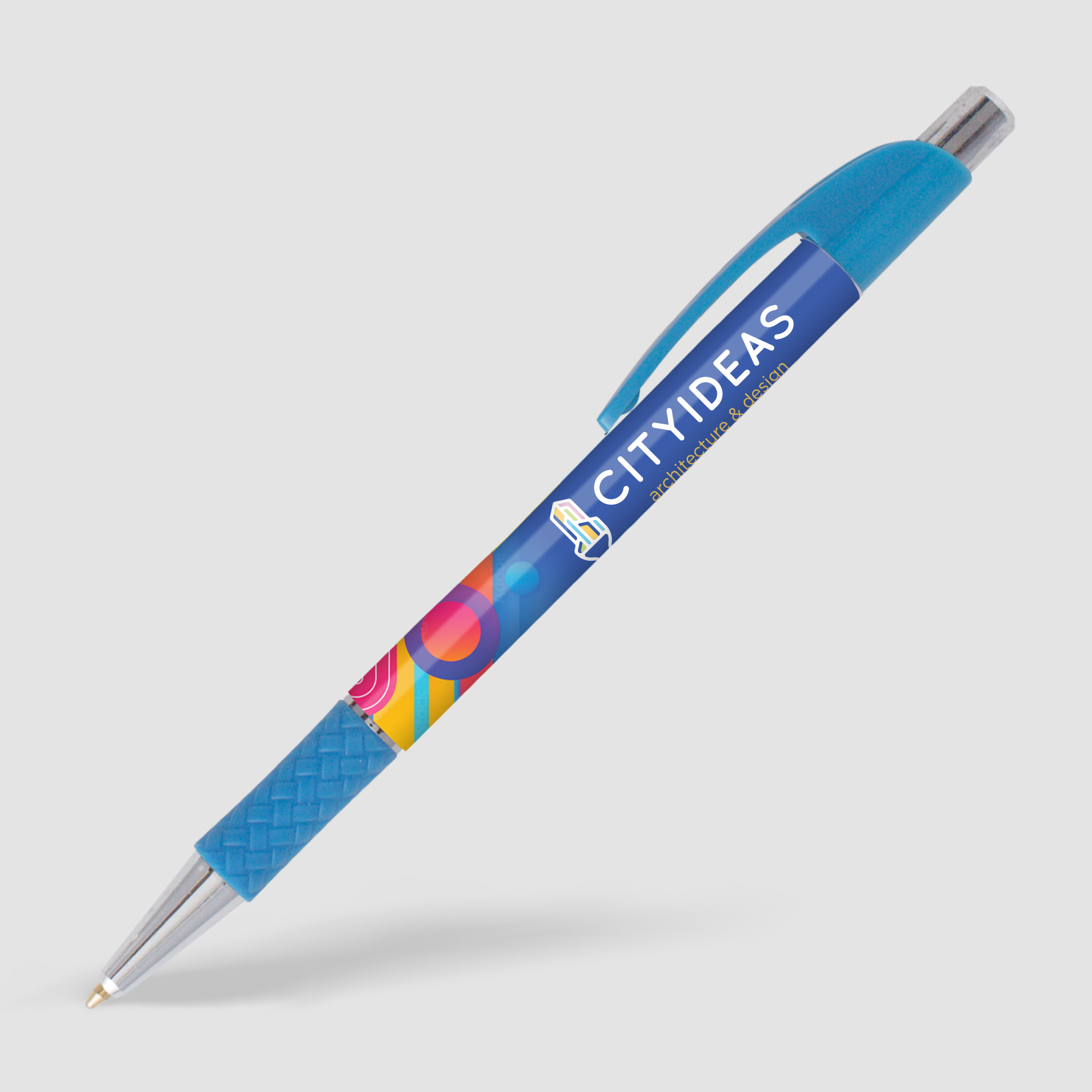Stylo-bille publicitaire grip coloré Le Beau Bleu clair